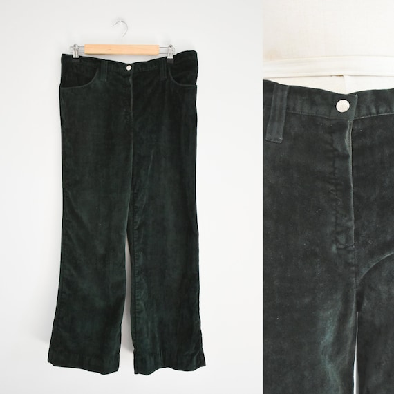 1970s Deep Green Velvet Pants