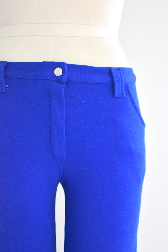 1970s Bright Blue Low Rise Knit Pants - image 3