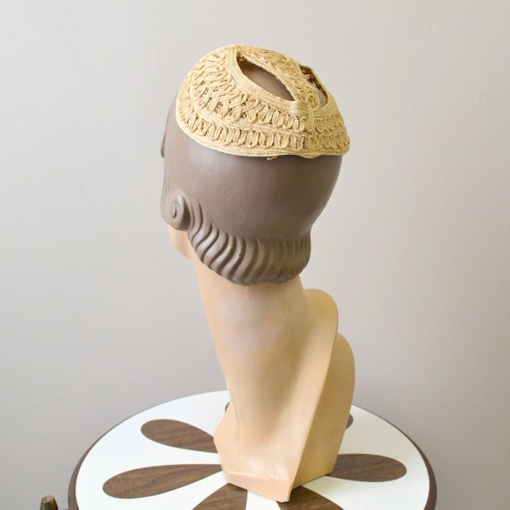 1930s Cream Straw Juliet Cap - image 1