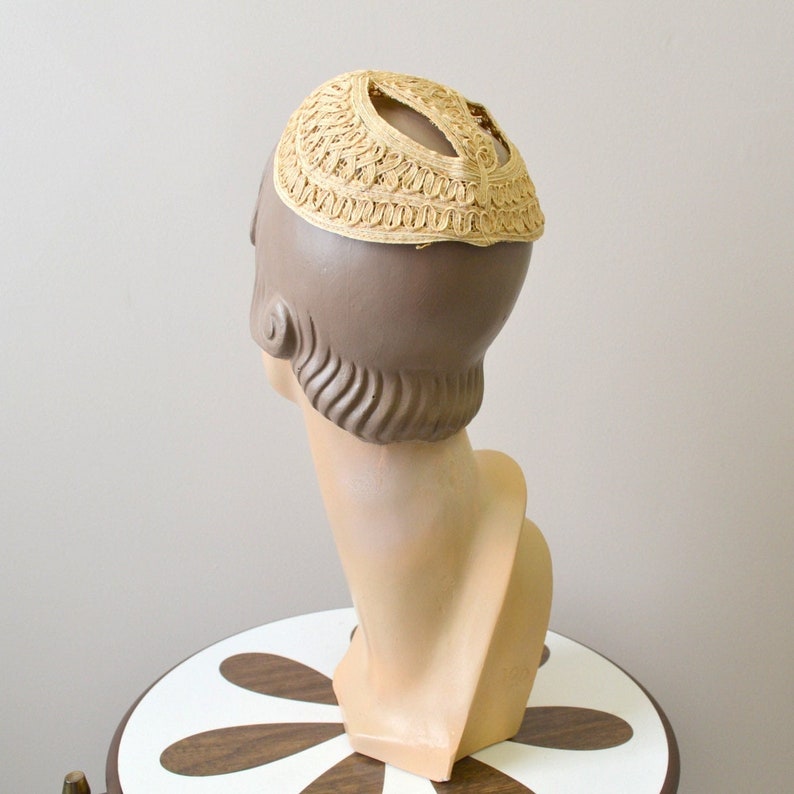 1930s Cream Straw Juliet Cap image 1