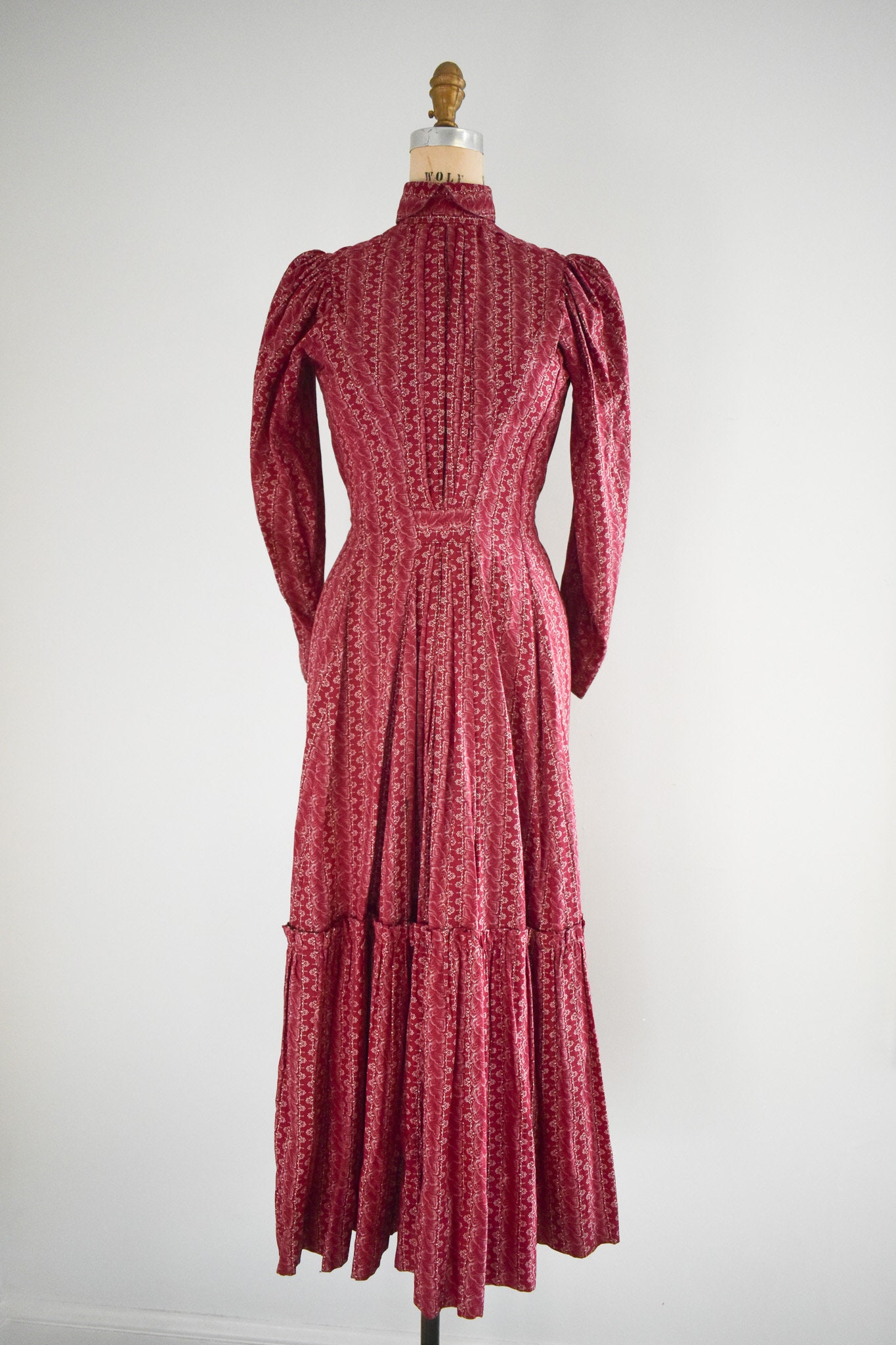 ワンピース 19th Brown Calico Cotton Dress 1800s Remade Calico Print Cotton Dress – Blossom Vintage