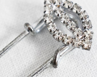 Vintage Silver Kilt Pin with Rhinestones