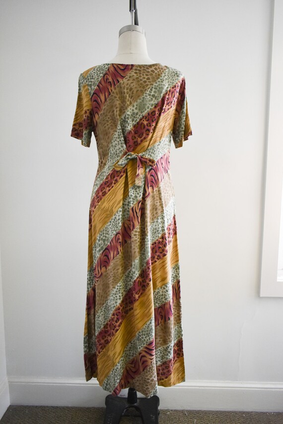 1990s Striped Animal Print Maxi Dress - image 5