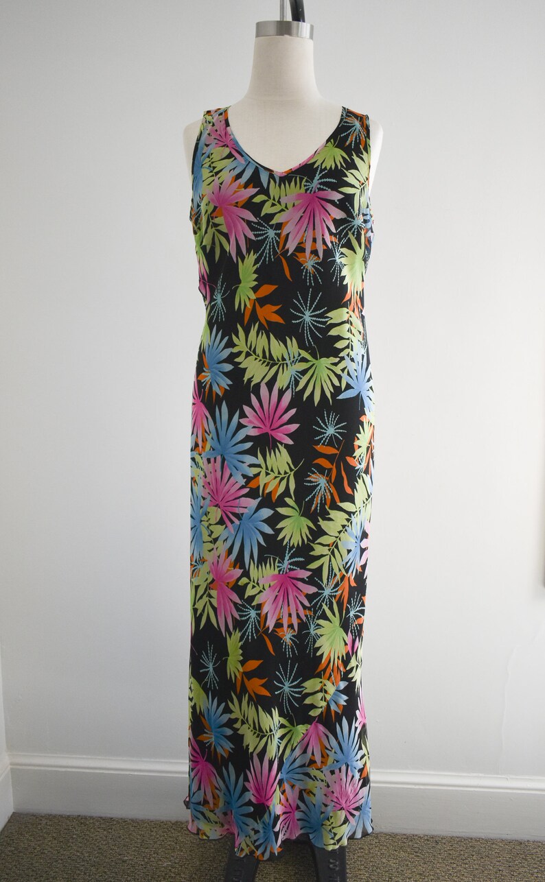 1990s Karen Kane Silk Chiffon Bias Maxi Dress image 3