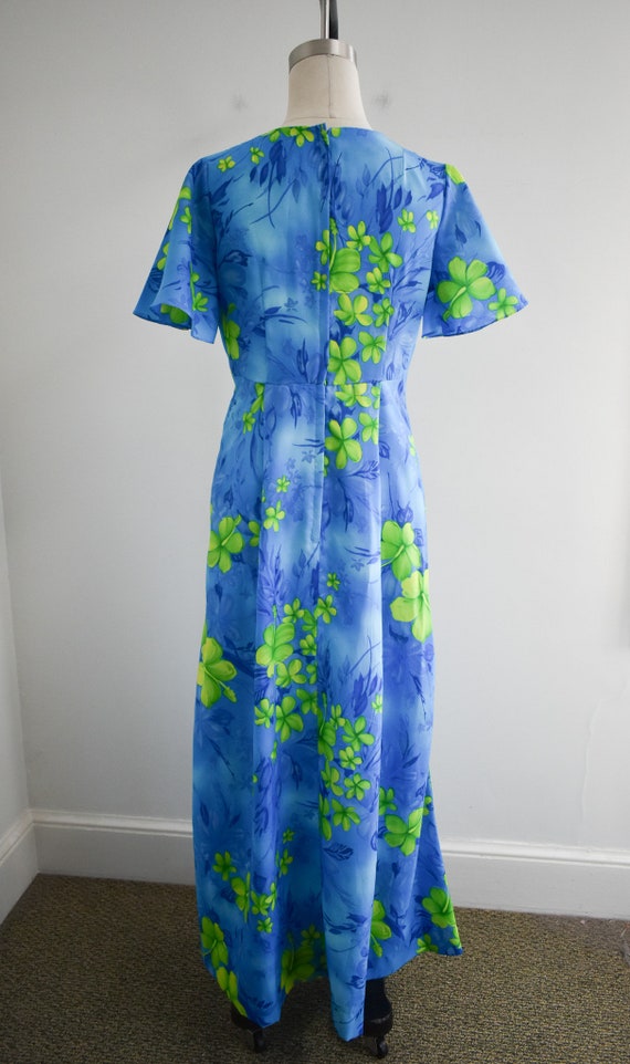 70's Blue Hawaiian Maxi Dress main image 0