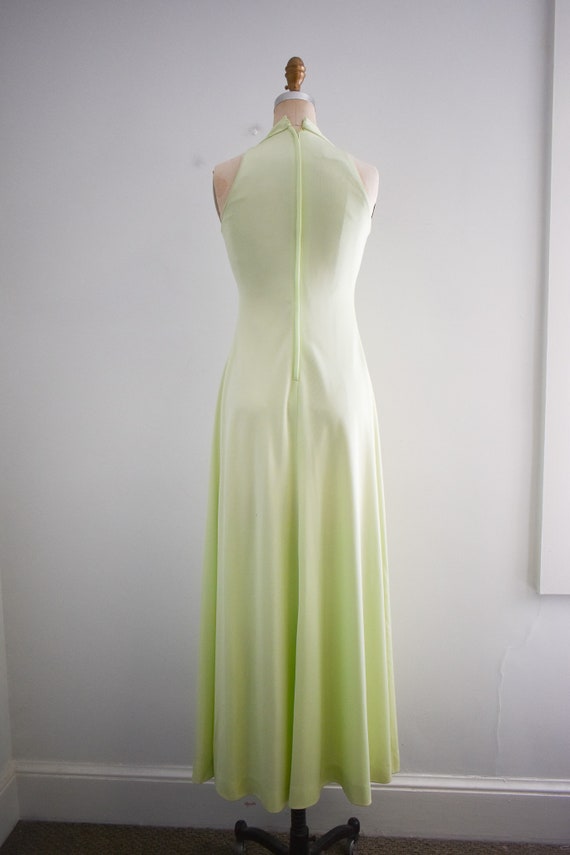 1970s Jack Bryan Pale Green Beaded Maxi Dress - image 6