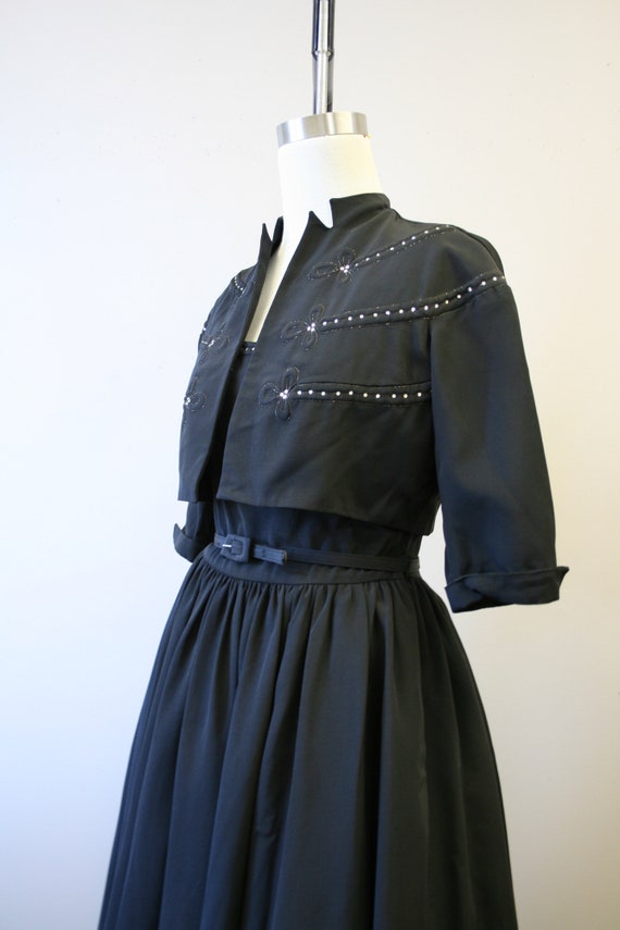 1950s Carlye Black Dress and Jacket Set - image 3