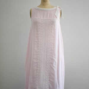 1960s Pink Voile Dress with White Embroidery image 3