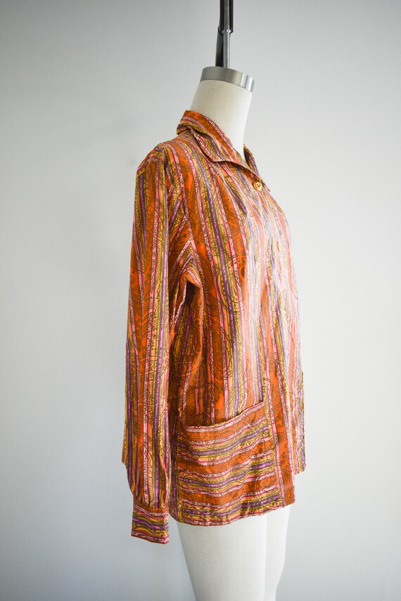 1960s Microstriped Paisley Blouse - image 4