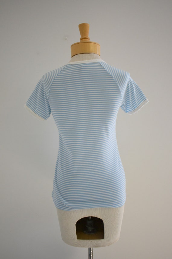 1970s Blue and White Striped Knit Shirt - image 5