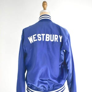 1970s/80s &quot;Westbury&quot; Blue Satin Athletic Jacket