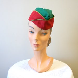 1940s/50s Red and Green Uniform Garrison Cap image 2