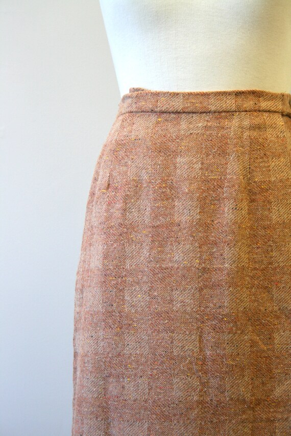 1980s Brown Tweed Wool Wrap Maxi Skirt - image 4