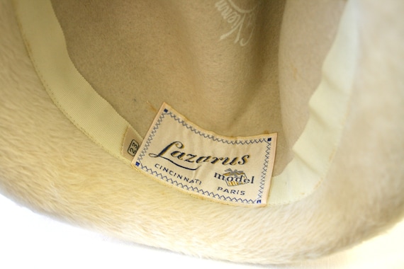 1960s Lazarus Cream Fur Felt Hat - image 7