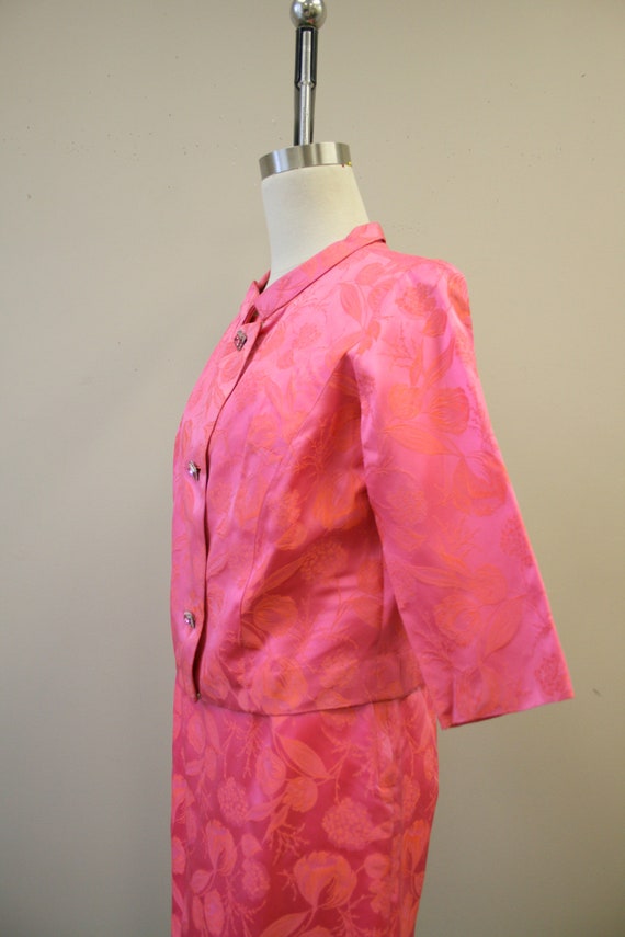 1960s Roberta Lee Pink Brocade Three Piece Skirt … - image 3