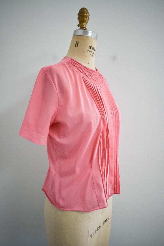 1940s/50s Pink Nylon Blouse - image 4