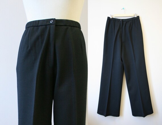 1970s Black Wide Leg Trousers