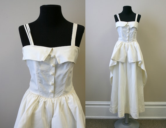1940s Cream Evening Gown with Peplum