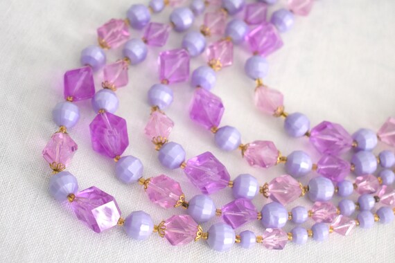 1950s/60s Purple Plastic Five Strand Necklace - image 3