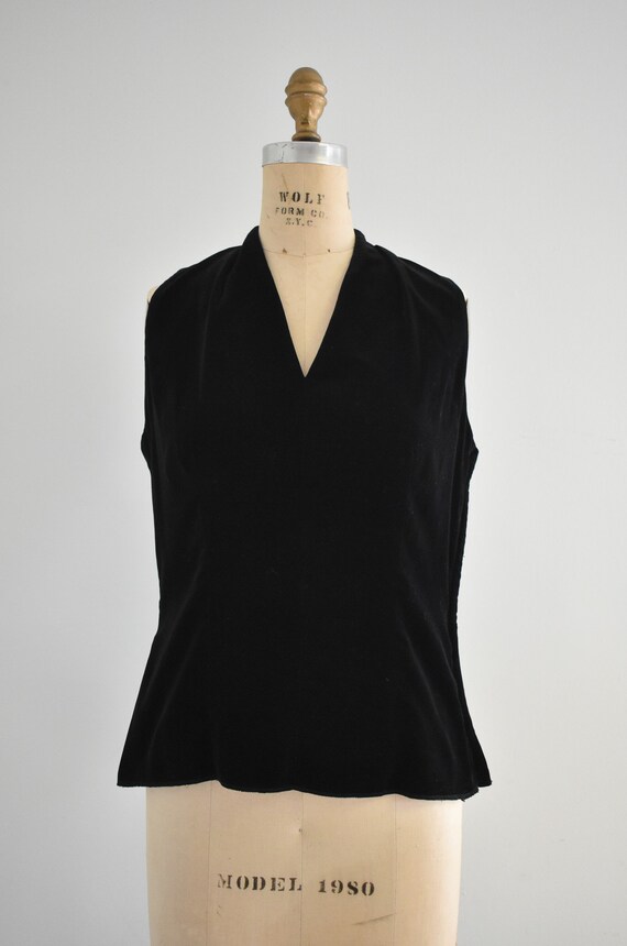 1950s/60s Black Velveteen Blouse - image 2