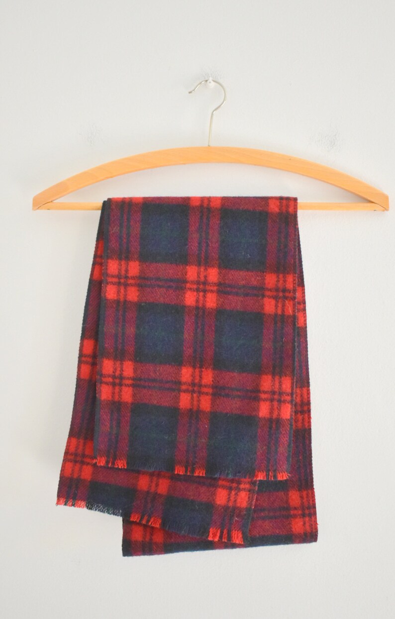 1960s Red Plaid Scarf image 3