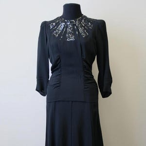 1940s Black Sequin Dress