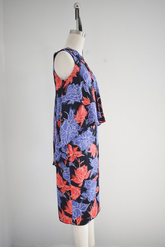 1980s Chetta B Rayon Floral Tiered Dress - image 4