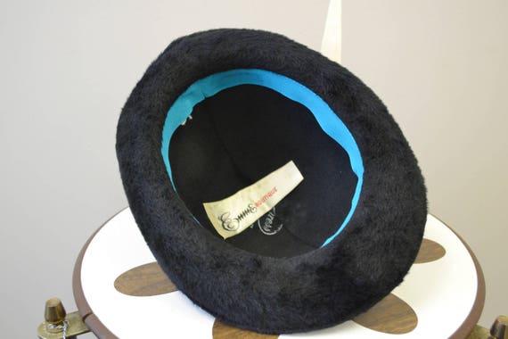 1960s Emme Boutique Black Fur Felt Hat - image 6