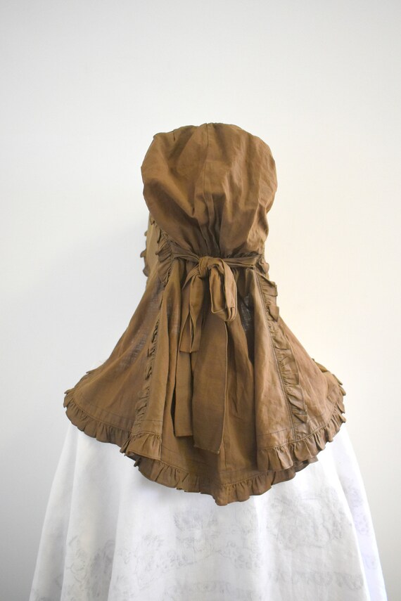 Antique Brown Cotton Slat Sunbonnet - image 4