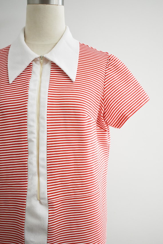 1970s Red and White Striped Knit Shirt - image 2