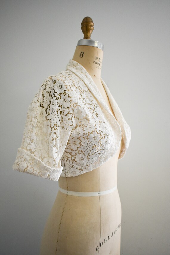 1940s Cream Lace Bolero Jacket Gem
