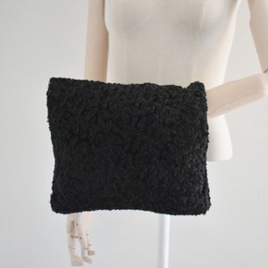 1940s Black Faux Persian Lamb Black Muff