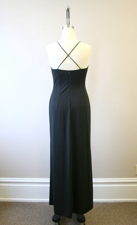 1990s Cache Black Beaded Slip Dress - image 5
