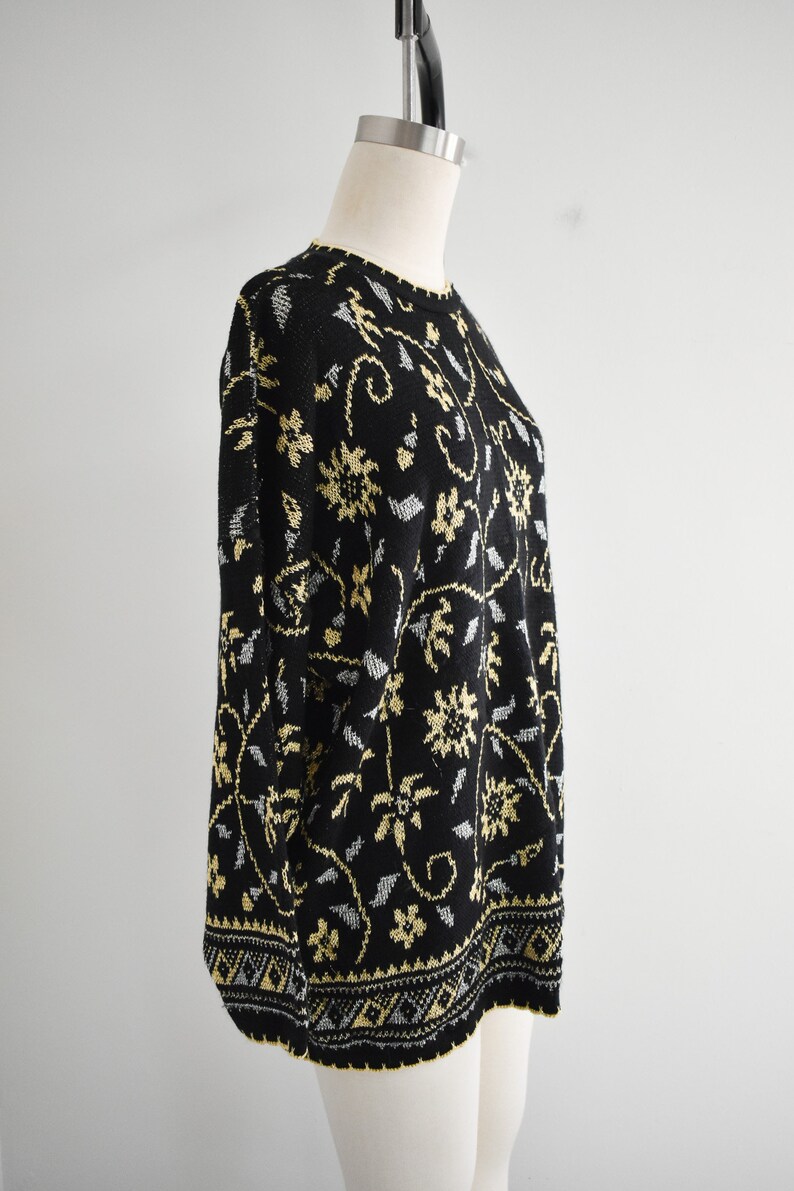 1980s Black, Silver, and Gold Tunic Sweater image 4