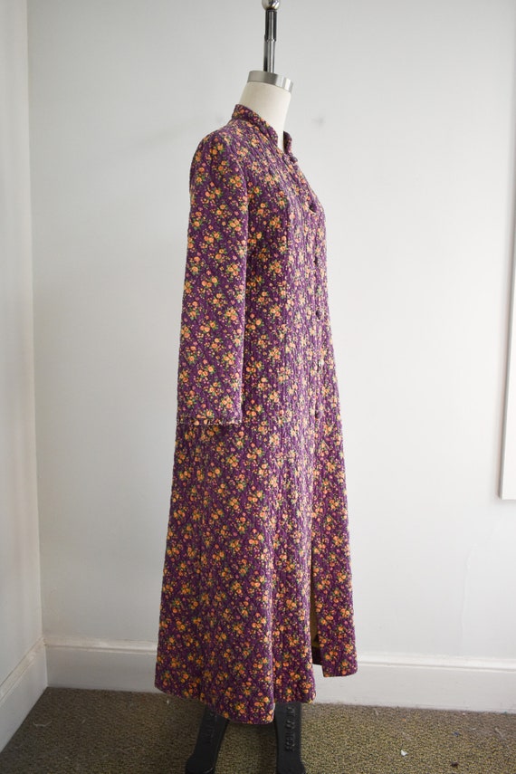 1940s Purple Quilted Cotton Robe - image 4