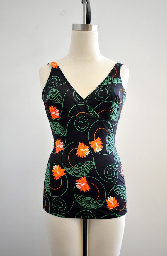 1970s/80s Cole of California Lotus Flower Swimsuit - image 2