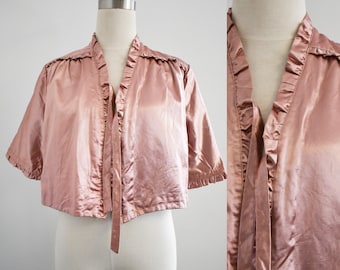 Antique Rose Pink Satin Bed Jacket