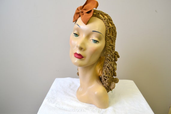 1940s Beaded Crochet Snood