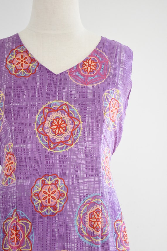 1990s Purple Circle Print Chiffon Maxi Dress - image 2