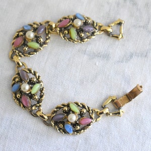 1970s Sarah Coventry Link Bracelet with Multi-Colored Stones image 1