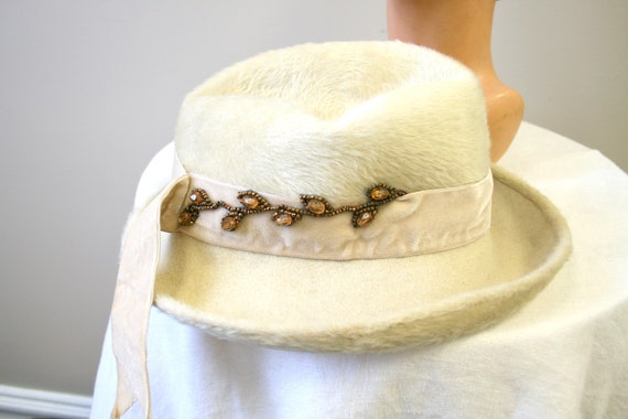 1960s Lazarus Cream Fur Felt Hat - image 5