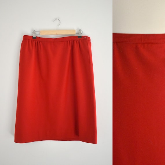 1960s/70s Pendleton Red Wool Pencil Skirt - image 1