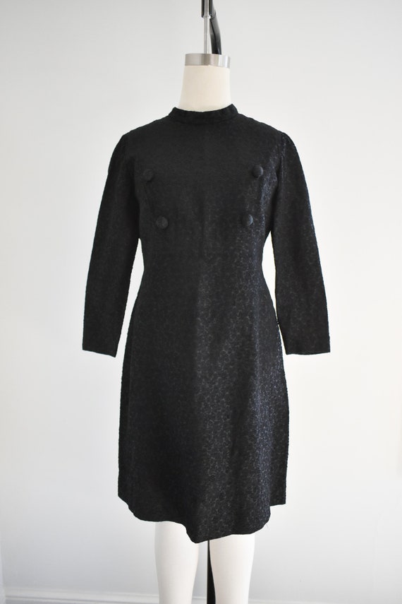 1960s Black Floral Brocade Dress - image 2
