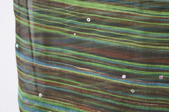 1990s Green Striped Chiffon Scarf - image 7