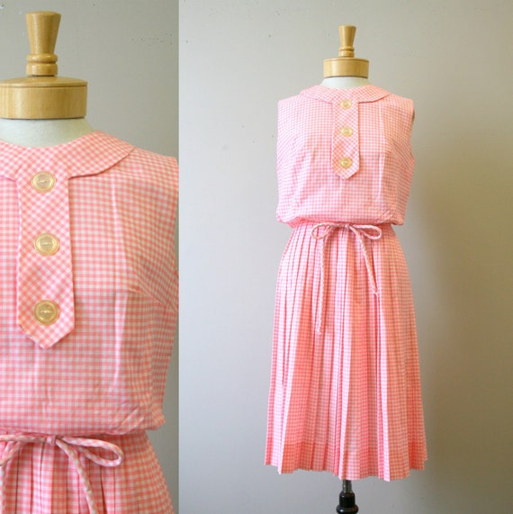 1960s Stacy Ames Pink Gingham Dress - image 1