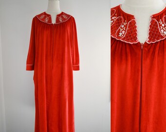 1980s Red Velour Housecoat