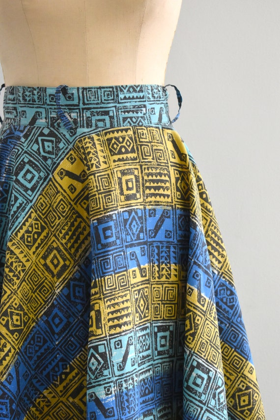 1950s Tribal Printed Cotton Circle Skirt - image 4