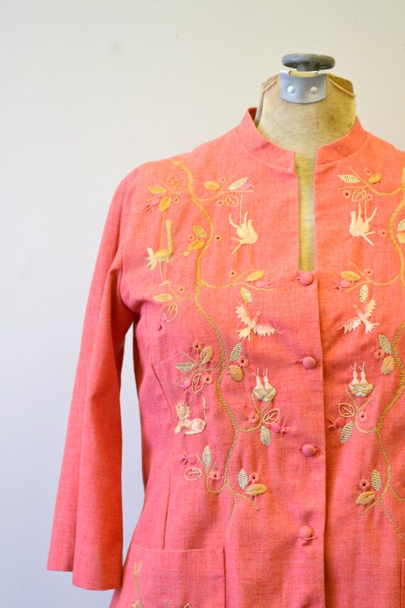 1960s Emporium Embroidered Coral Jacket - image 2