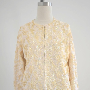 1950s Cream Sequin Encrusted Cardigan Sweater