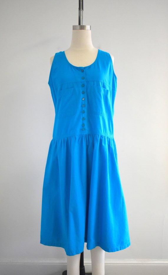 1980s Turquoise Jumper Dress - image 3